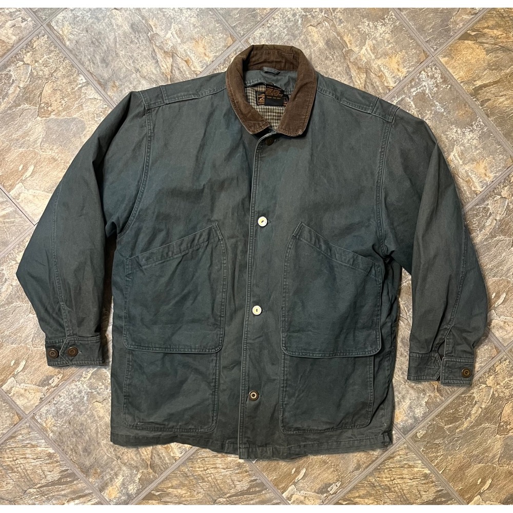 Eddie Bauer Barn Jacket Mens L Green Vintage Goose Down Chore Coat